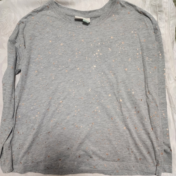 Anthropologie Saturday Sunday Long Sleeve Cotton Top with Rose Gold Stars, Small - Picture 3 of 4